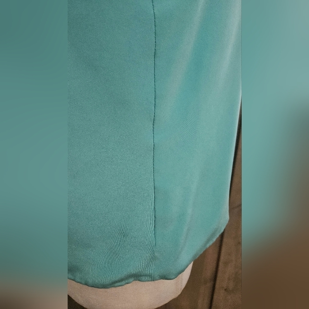 Vintage Sylvia Heisel 100% Silk Aqua Tank Top Size 12 Minimalist - Picture 11 of 12